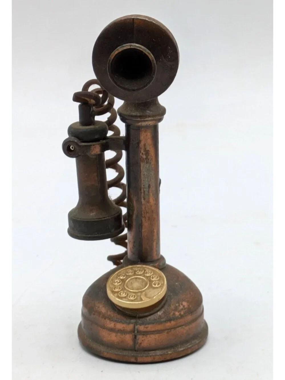 PlayMe Die Cast Copper Metal Old Telephone Pencil Sharpener 3.5